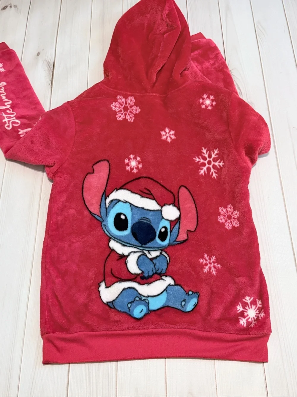 Disney Stitch Red Holiday Plush Hoodie